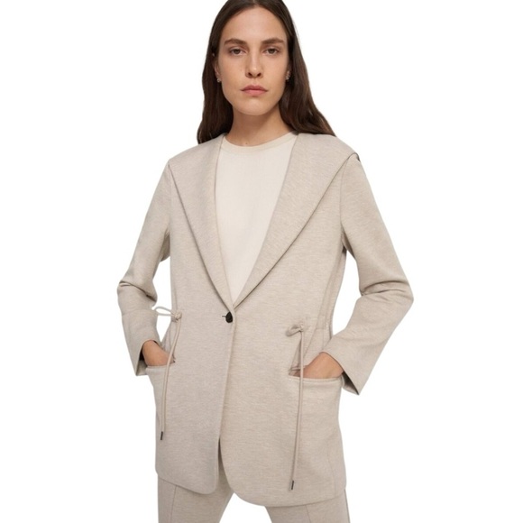 THEORY Drawstring Jersey Hooded Jacket Top Hoodie Oatmeal Sz P 0 00 2 4 6 Casual - Picture 14 of 14